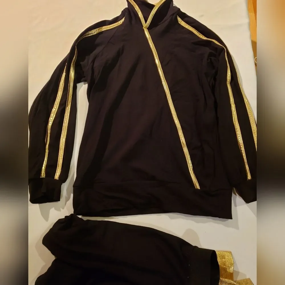 Hip Hop Dance Costume, Black & Gold, Child Large, Costume Gallery